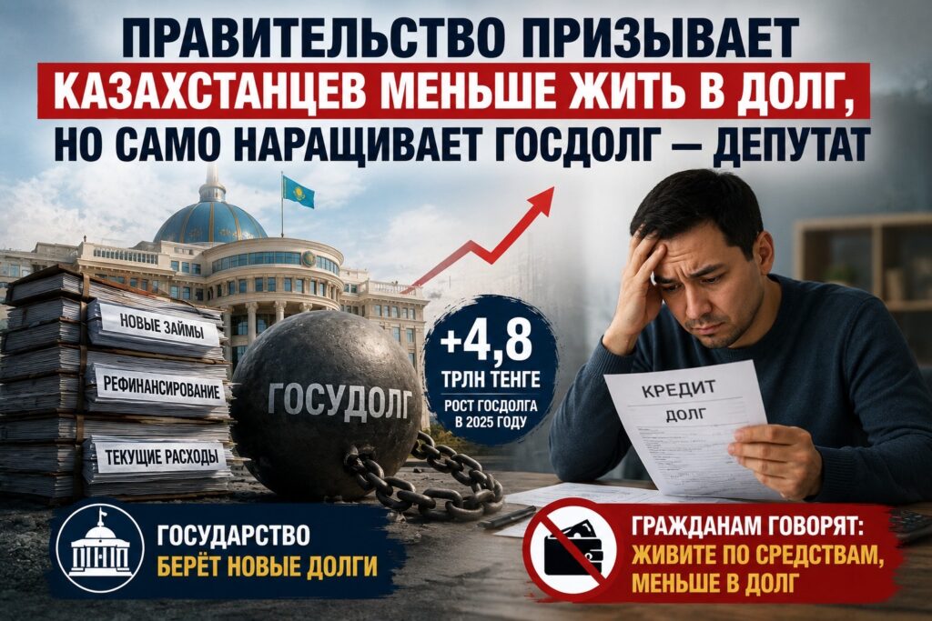 Правительство призывает казахстанцев меньше жить в долг, но само наращивает госдолг — депутат